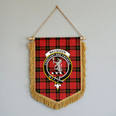 MacQueen Modern Tartan Crest Wall Hanging Banner - Wood Pole
